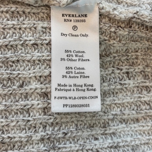 Everlane Open Front Cardigan Twisted Merino Wool Blend, Oatmeal, Women's Size XS - Picture 6 of 10